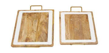 Set of Two Solid Wood Trays