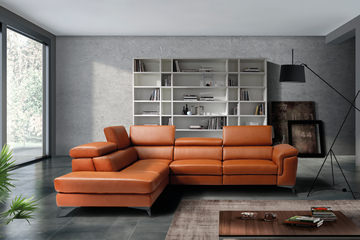 Alfa 2 Piece Leather Sectional - Left Chaise