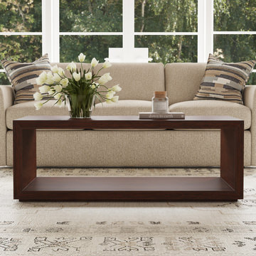 Waterfall Rectangular Coffee Table With Casters