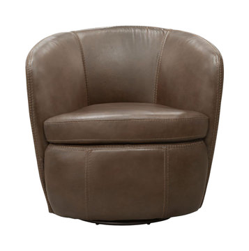 Kellen Leather Swivel Chair - Brown