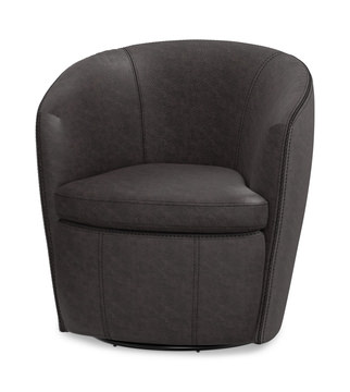 Kellen Leather Swivel Chair - Slate