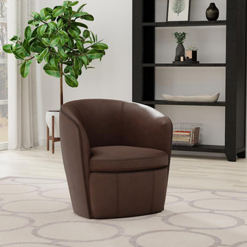 image Kellen Leather Swivel Chair - Brown