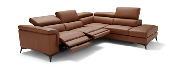 Alfa 2 Piece Leather Sectional - Right Chaise