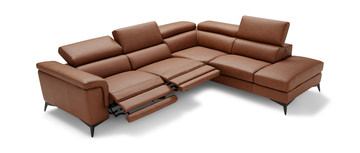 Alfa 2 Piece Leather Sectional - Right Chaise