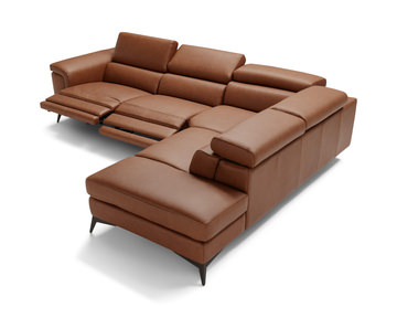 Alfa 2 Piece Leather Sectional - Right Chaise