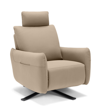 image Keta Leather Power Recliner - Taupe
