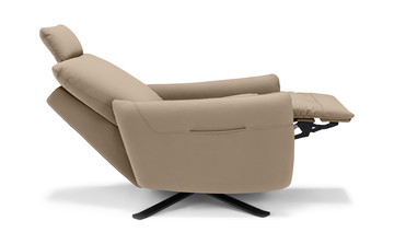 Keta Leather Power Recliner - Taupe