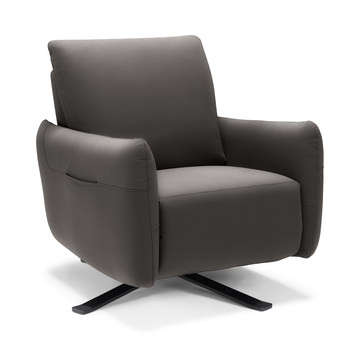 Keta Leather Power Recliner - Dark Grey
