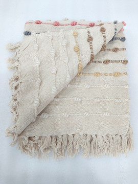 Cream Multi-Striped Throw