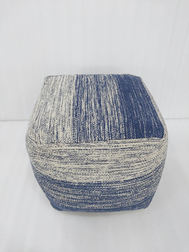 Square Pouf/Denim/White