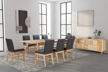 Esmond Solid Hickory Dining Table With 4 Parson Chairs