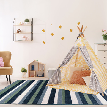 Canopy Stripe Blue - 5′3″ X 7′0″ Area Rug