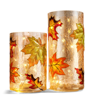 Fall Harvest Glass Cylinder 2pc Set