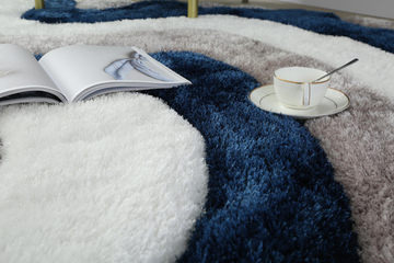 Mateos Grey/White/Blue - 3′6″ X 5′6″ Area Rug