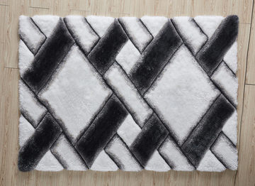 Mateos Shag Grey/White Area Rug - 3′6″ X 5′6″