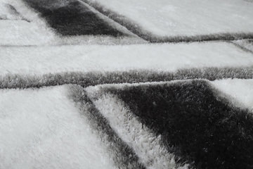 Mateos Shag Grey/White Area Rug - 7′0″ X 7′0″