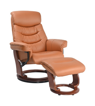 image Grover Swivel Recliner And Ottoman - Saddle