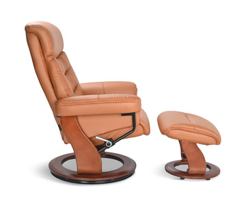 Grover Swivel Recliner And Ottoman - Saddle