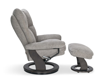 Addie Swivel Recliner & Ottoman - Pebble Grey