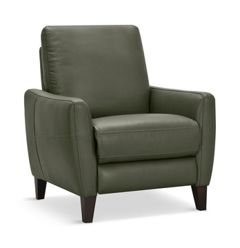 Trifle Leather Push Back Recliner - Moss Green