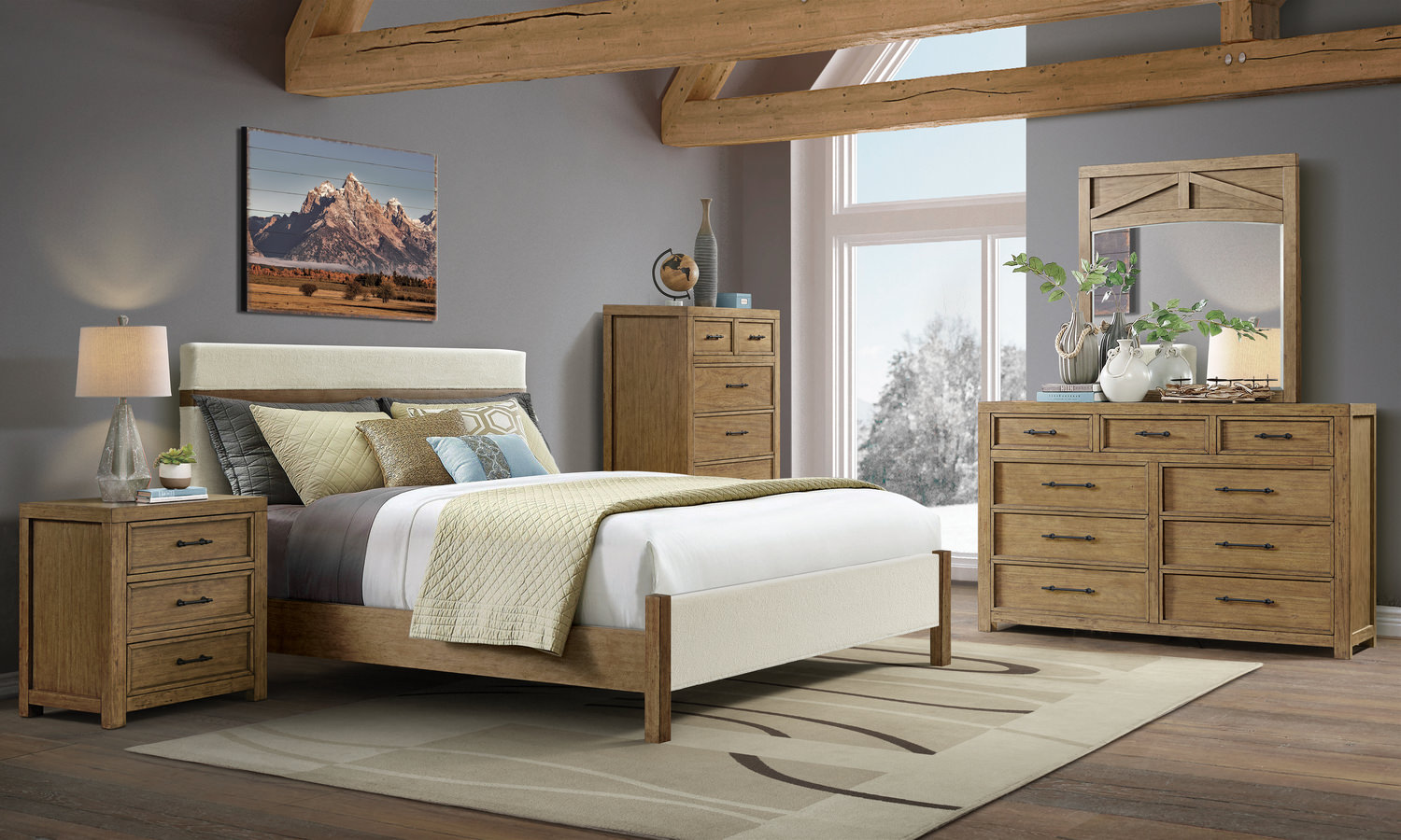 Bozeman Upholstered Bedroom Suite with 3 | HOM Furniture