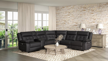 Kelso 6 Piece Leather Power Reclining Modular Sectional