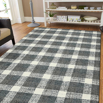Tartan Dark Gray Area Rug - 5′0″ X 7′6″