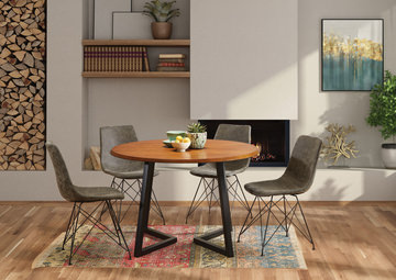 image Trenton Round Dining Table With Charcoal Dining Chairs