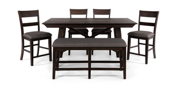 Hillcrest Counter Table With 4 Stools And Bench
