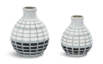 Set of 2 Handmade Grid Vases