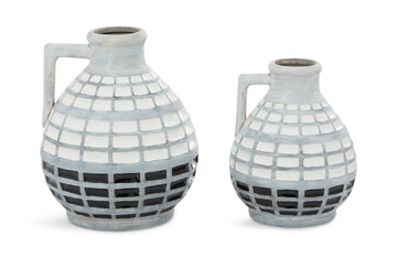Set of 2 Handmade Grid Vases