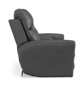 Holmes Leather Power Reclining Loveseat with Console - Anthrocite