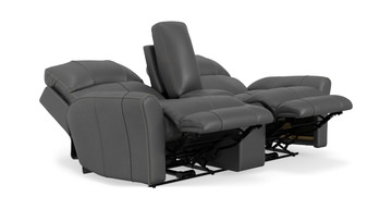 Holmes Leather Power Reclining Loveseat with Console - Anthrocite