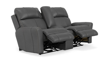 Holmes Leather Power Reclining Loveseat with Console - Anthrocite
