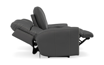 Holmes Leather Power Reclining Loveseat with Console - Anthrocite