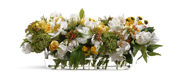 image Peony/Tulip/Calendula In Glass Vase