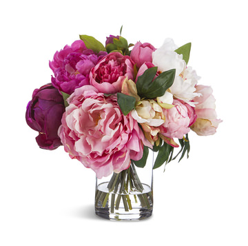 image Peony Arrangement In Cylindrical Vase