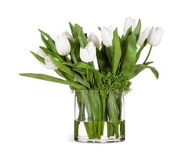 image French Tulip/Sedum In Glass Vase