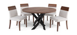 Le Noyer 54″ Round Walnut Table With 4 Upholstered Chairs thumbnail 2