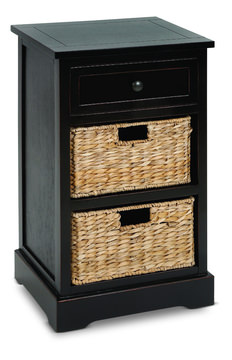 Wicker Basket Side Chest - Distressed Black