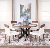 Le Noyer 54″ Round Walnut Table With 4 Upholstered Chairs thumbnail 4