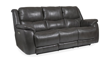 Dougie Leather Power Reclining Sofa - Grey