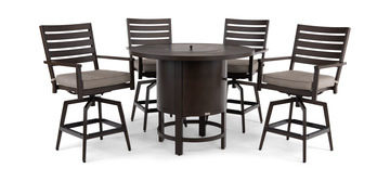image Adeline 5 Piece Balcony Height Fire Table Dining Set