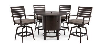 Adeline 5 Piece Balcony Height Fire Table Dining Set