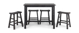 Captiva Counter Table With 4 Saddle Seat Stools - Black Sand thumbnail 2