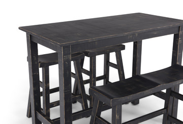 Captiva Counter Table With 2 Saddle Seat Stools And Bench - Black Sand