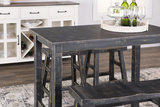 Captiva Counter Table With 2 Saddle Seat Stools And Bench - Black Sand thumbnail 4