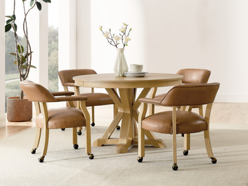 Rylie 48″ Round Table With 4 Caster Chairs