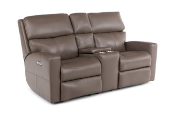 Score Leather Loveseat With Console