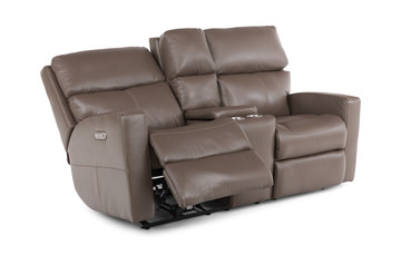 Score Leather Loveseat With Console